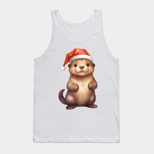 North American River Otter in Santa Hat Tank Top